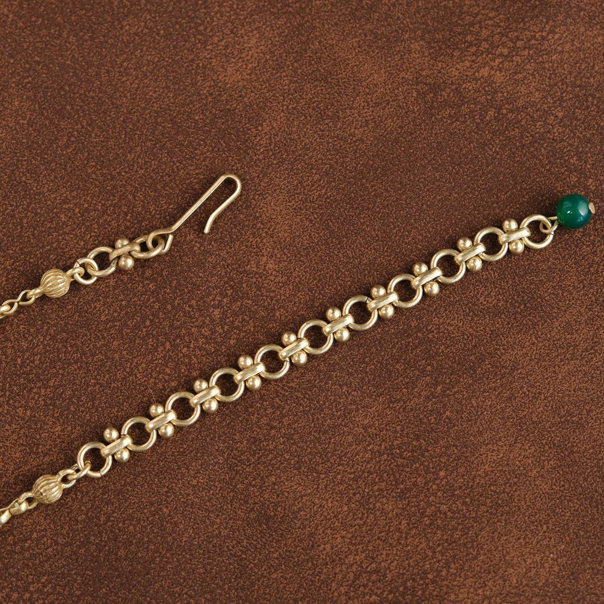 Vintage Gold Plated Green Agate Beetle Pendant Necklace - Box Turtle