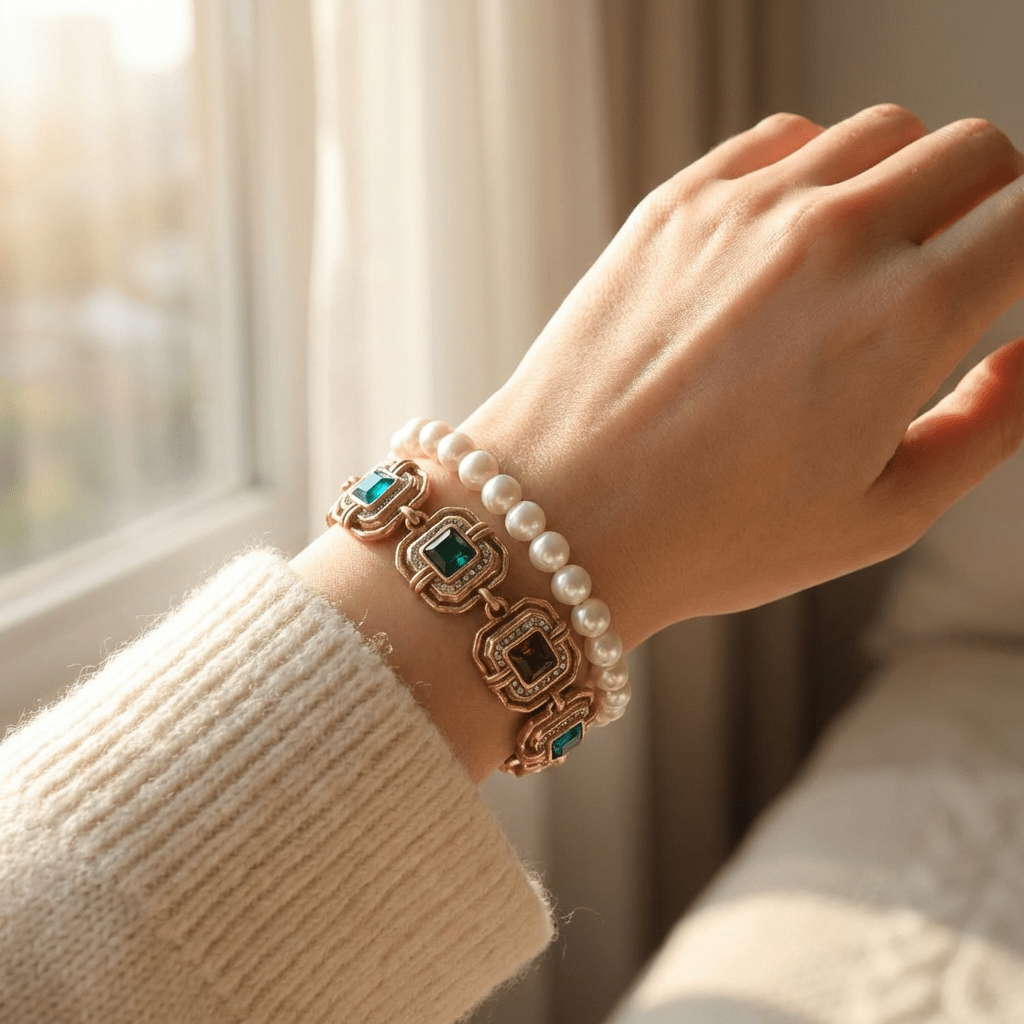 Vintage Mother’s Day Gold-Plated Colorful Crystal Bracelet - Box Turtle
