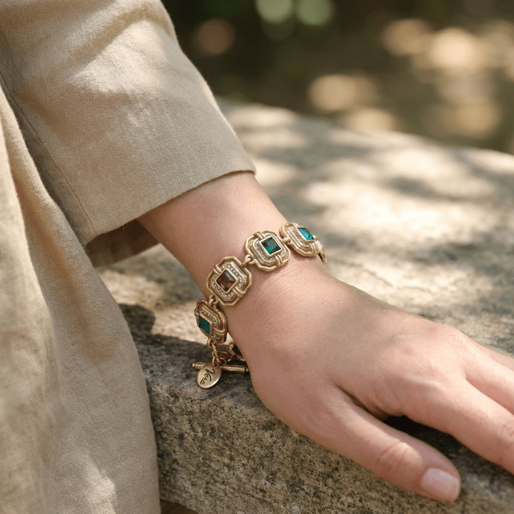 Vintage Mother’s Day Gold-Plated Colorful Crystal Bracelet - Box Turtle