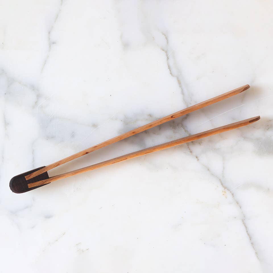 Walnut German Oversized Barbecue Serving Tongs - Box Turtle