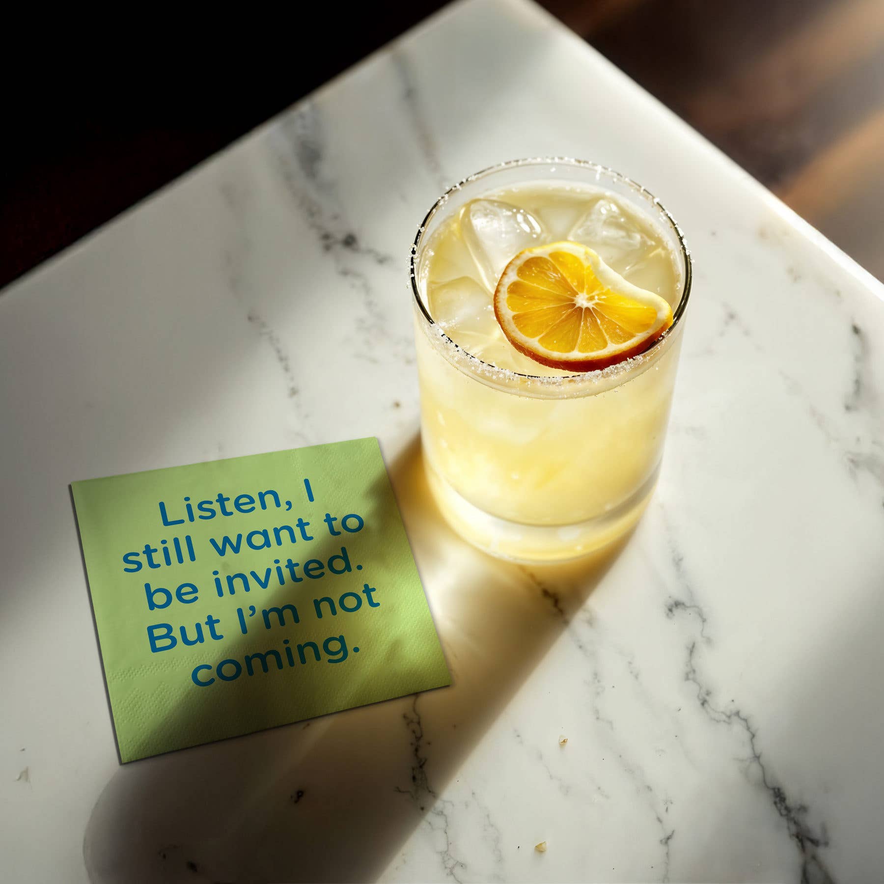 Want to be Invited Funny Cocktail Napkins - Box Turtle
