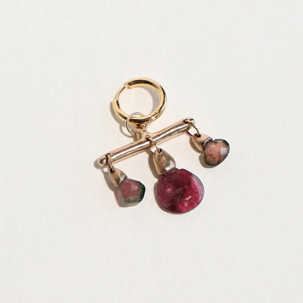 Watermelon Tourmaline Single Charm Hoop - Box Turtle