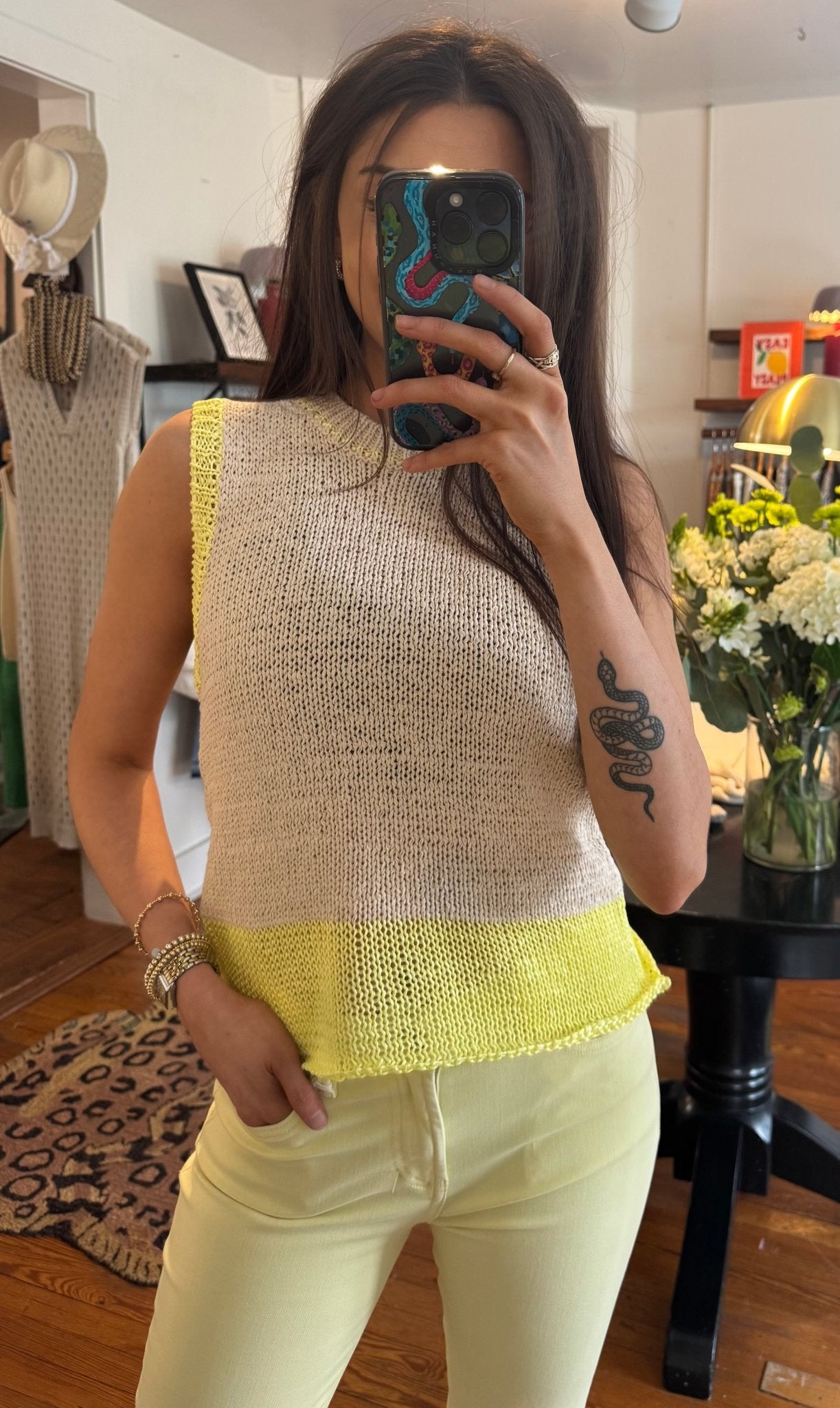 Wax Yellow Stripe Bayla Tank Top - Box Turtle