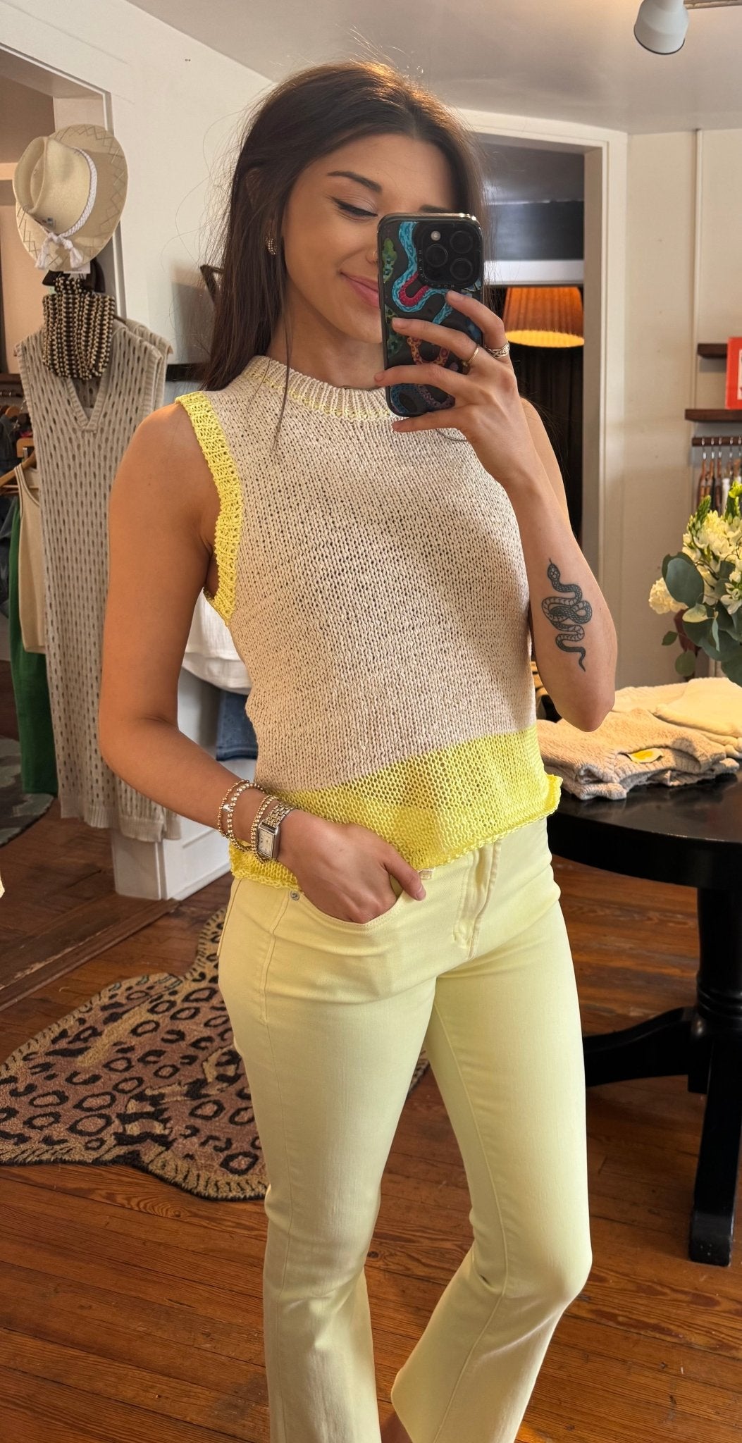 Wax Yellow Stripe Bayla Tank Top - Box Turtle