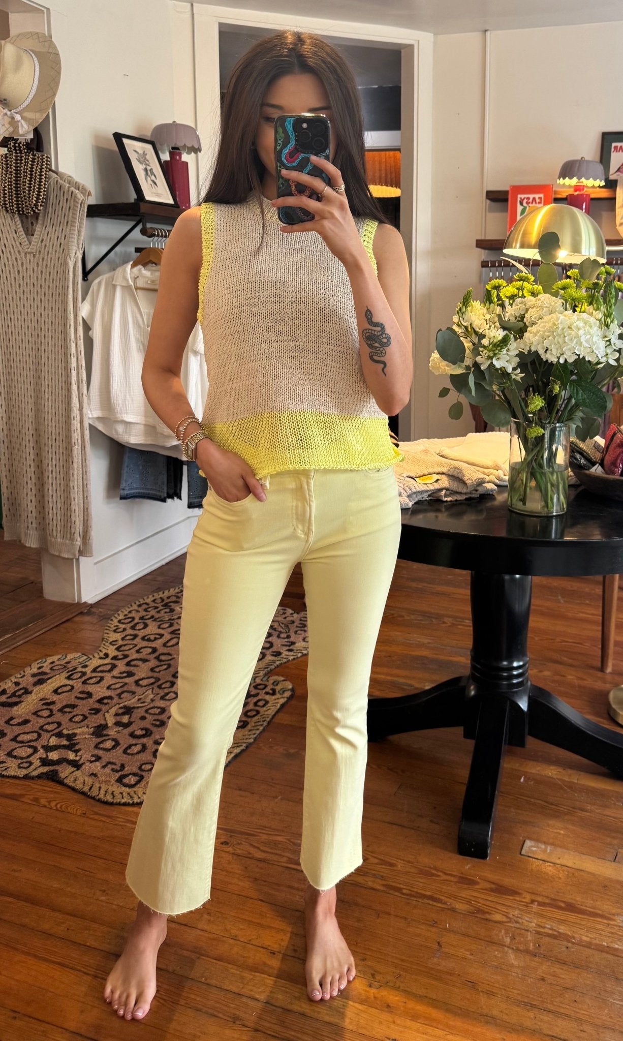 Wax Yellow Stripe Bayla Tank Top - Box Turtle