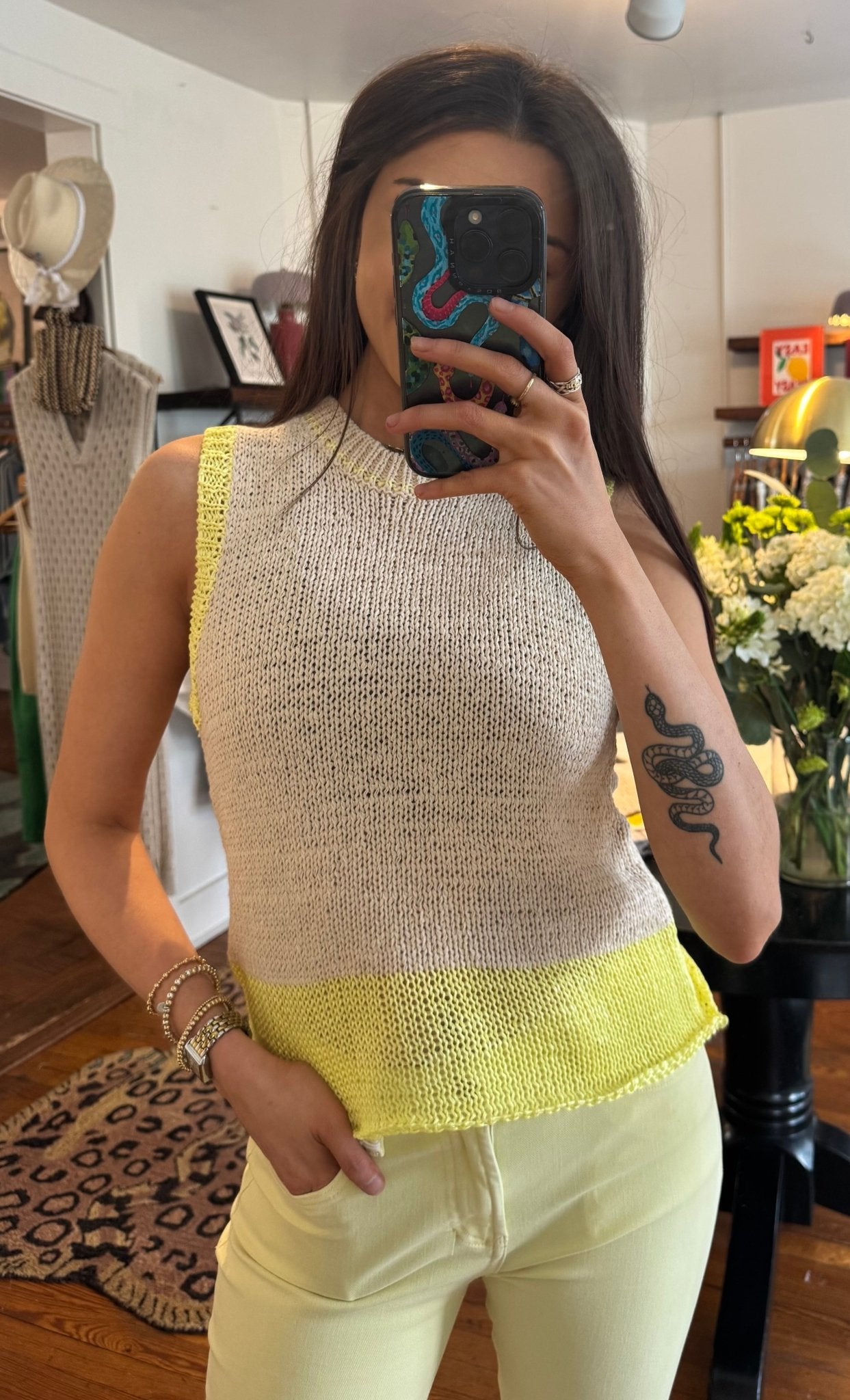 Wax Yellow Stripe Bayla Tank Top - Box Turtle