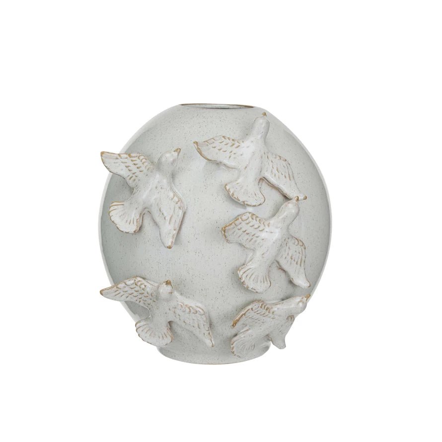 White Bird Vase - Box Turtle