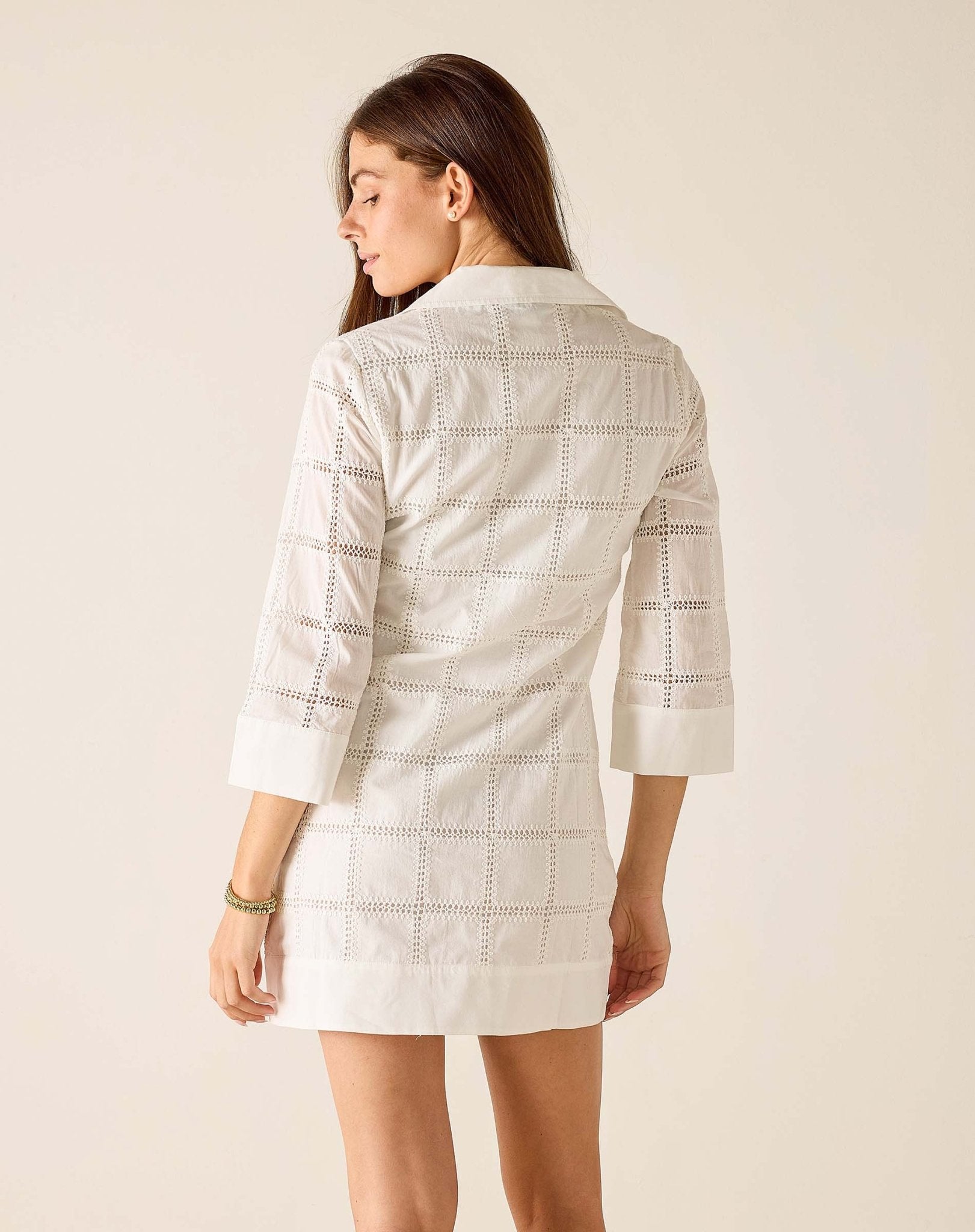 White Camille Crochet Block Dress - Box Turtle