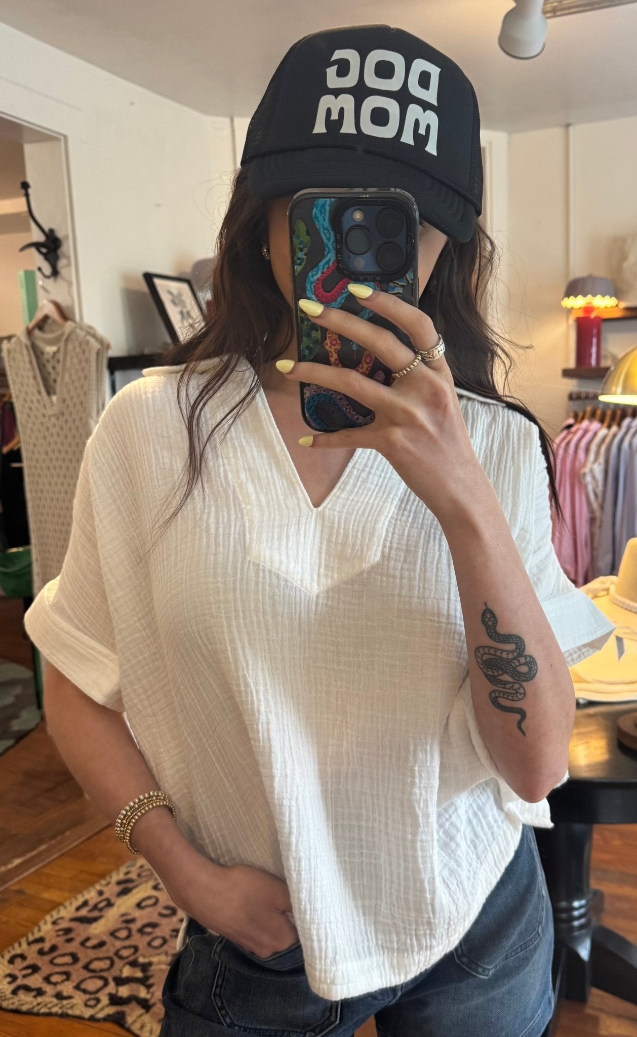 White Dune Gauze Zoe Top - Box Turtle