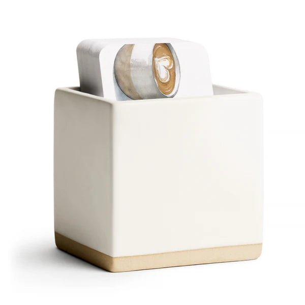 White Little Notes Ceramic Holder - Box Turtle