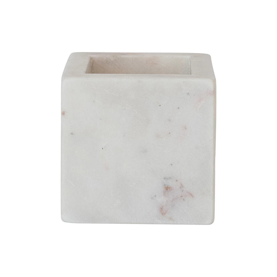 White Marble Cubed Container - Box Turtle
