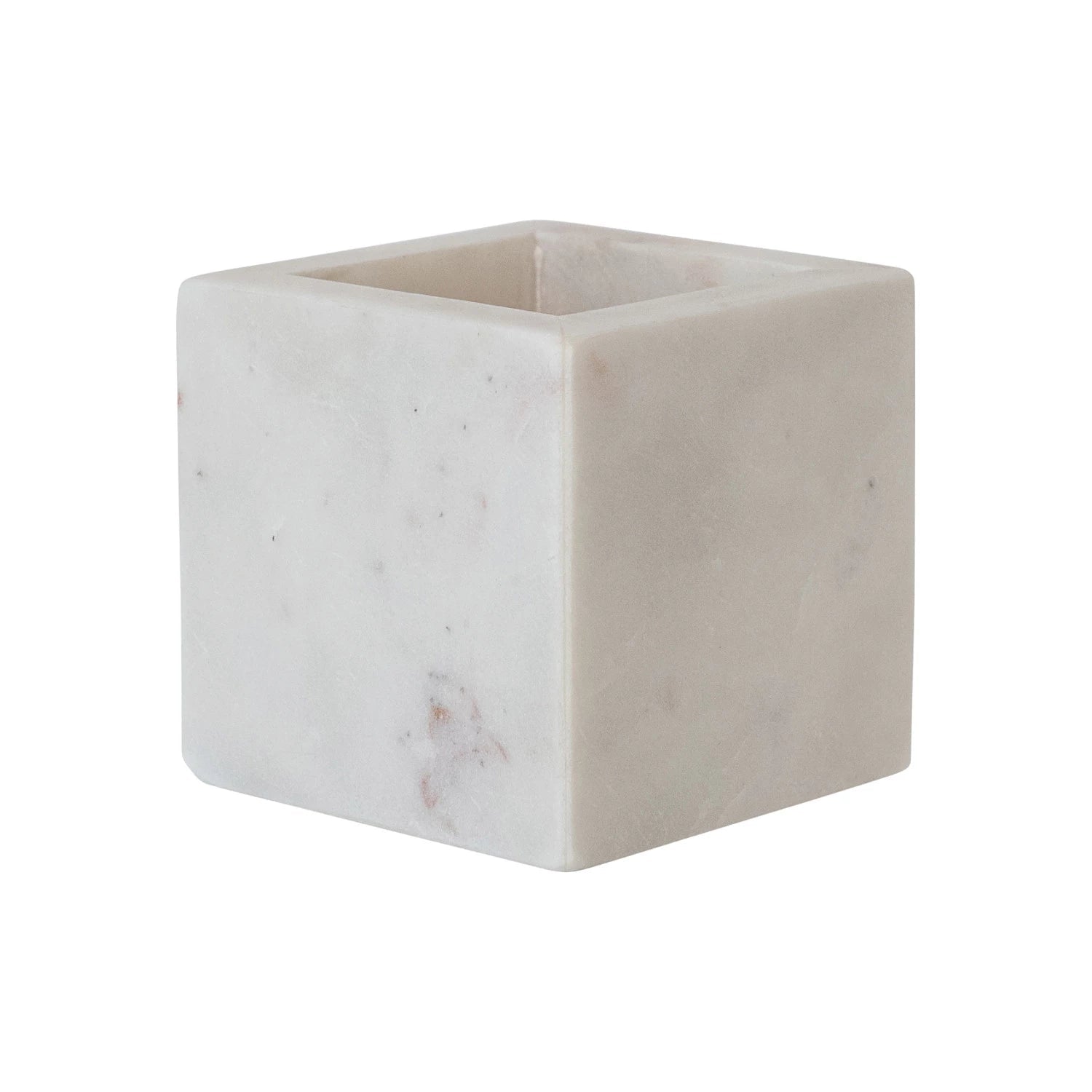 Box Turtle - White Marble Cubed Container