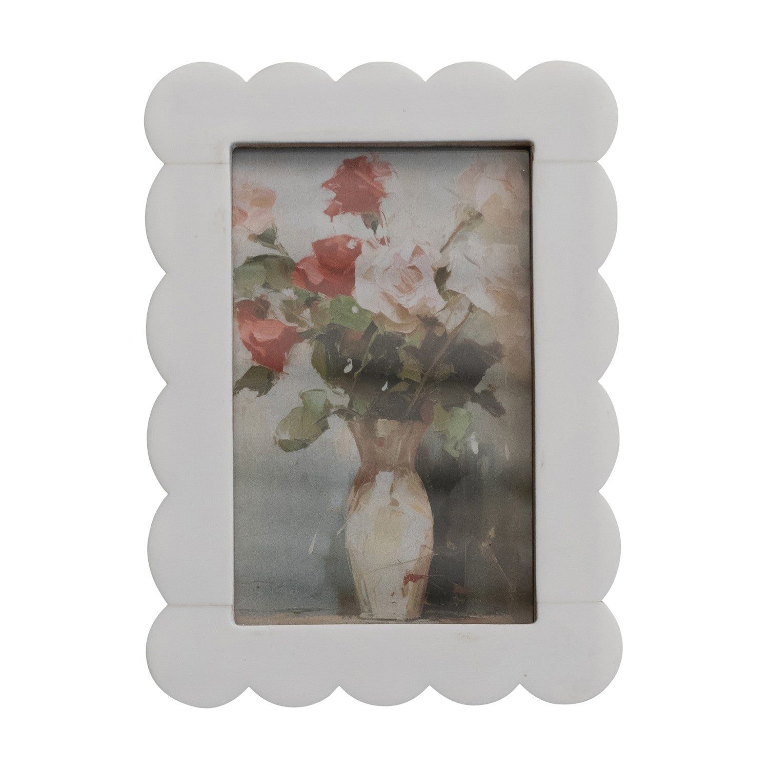 White Resin Scalloped Frame - Box Turtle