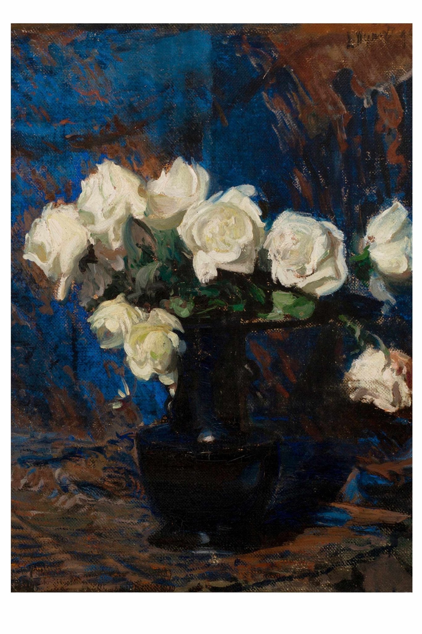 White Roses Art Print - Box Turtle