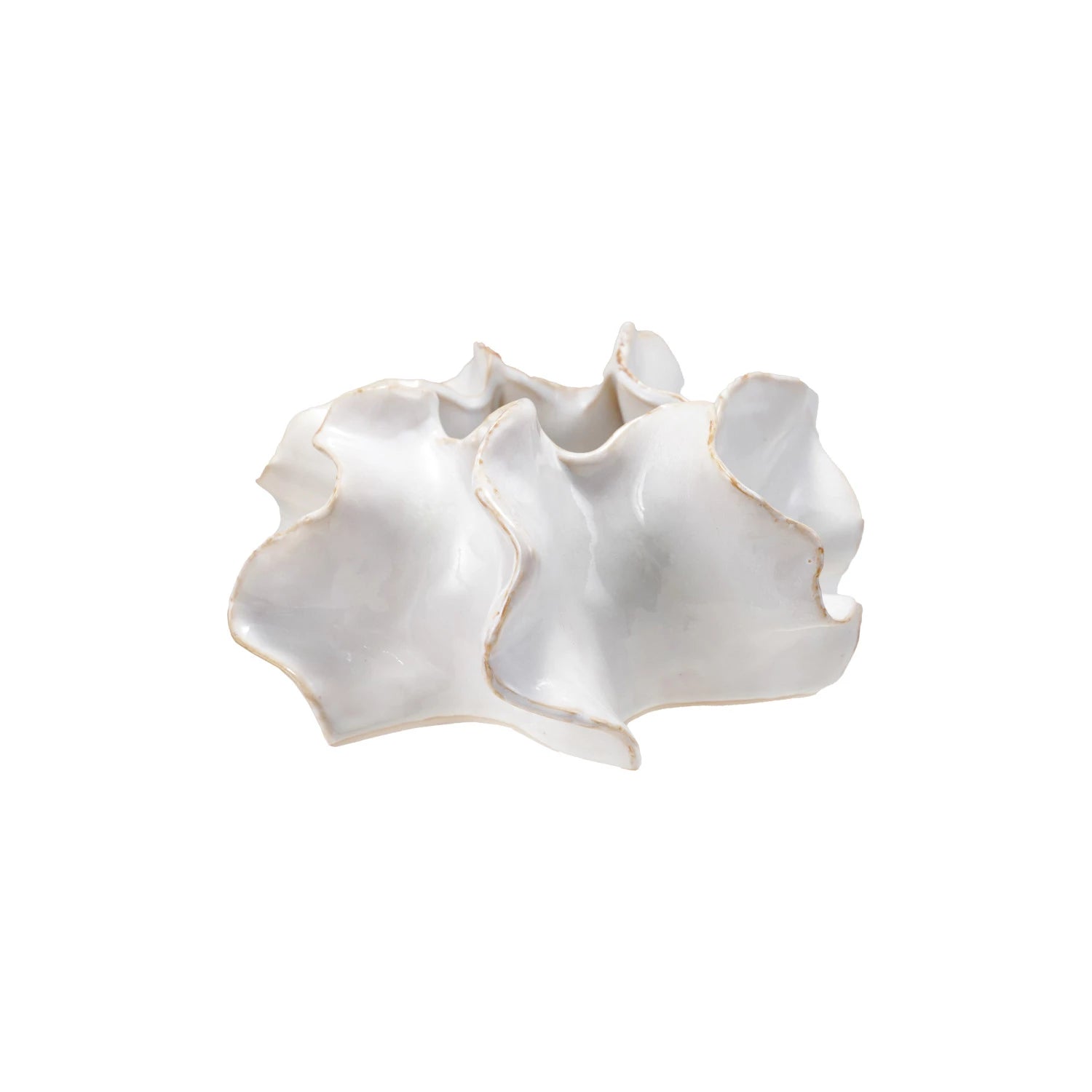 White Ruffled Sculptural Planter - Box Turtle