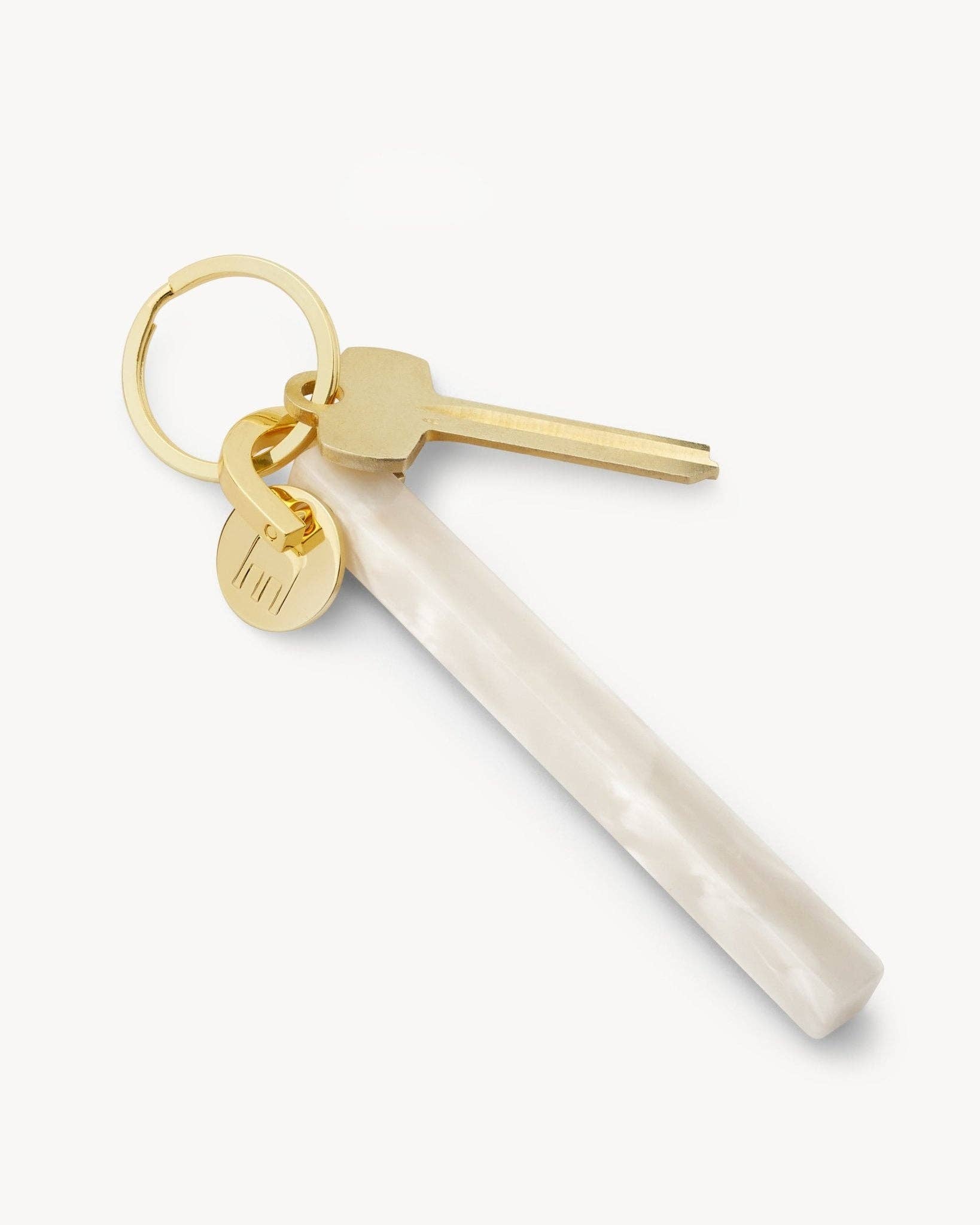 White Shell & Gold Bar Keychain - Box Turtle