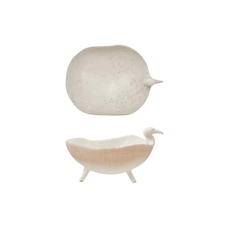 White Speckled Footed Bird Bowl - Box Turtle