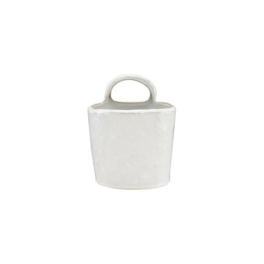 White Stoneware Crock with Handle - Box Turtle