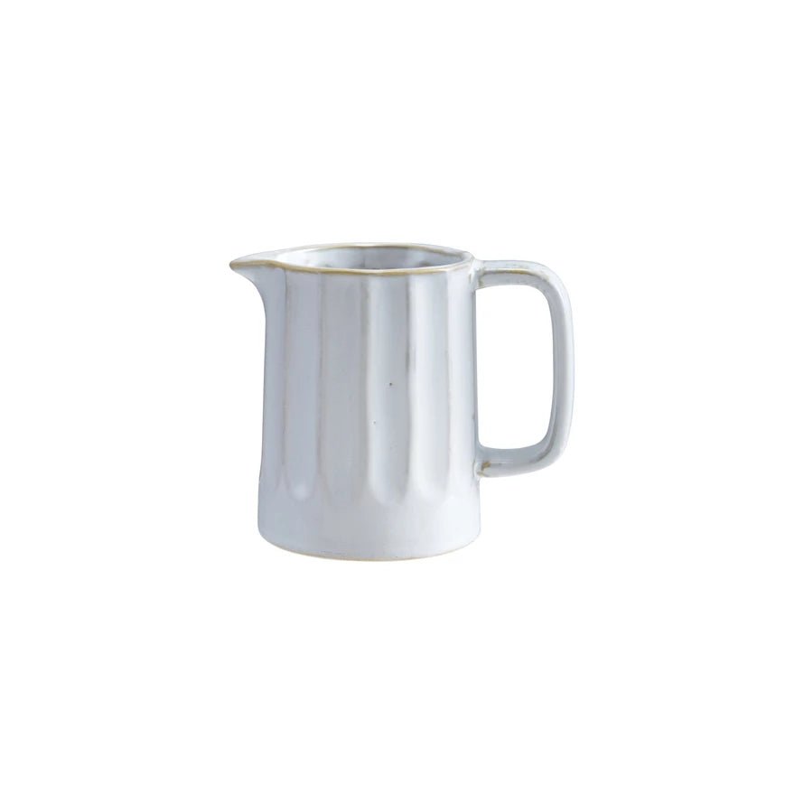 White Stoneware Ribbed Creamer - Box Turtle