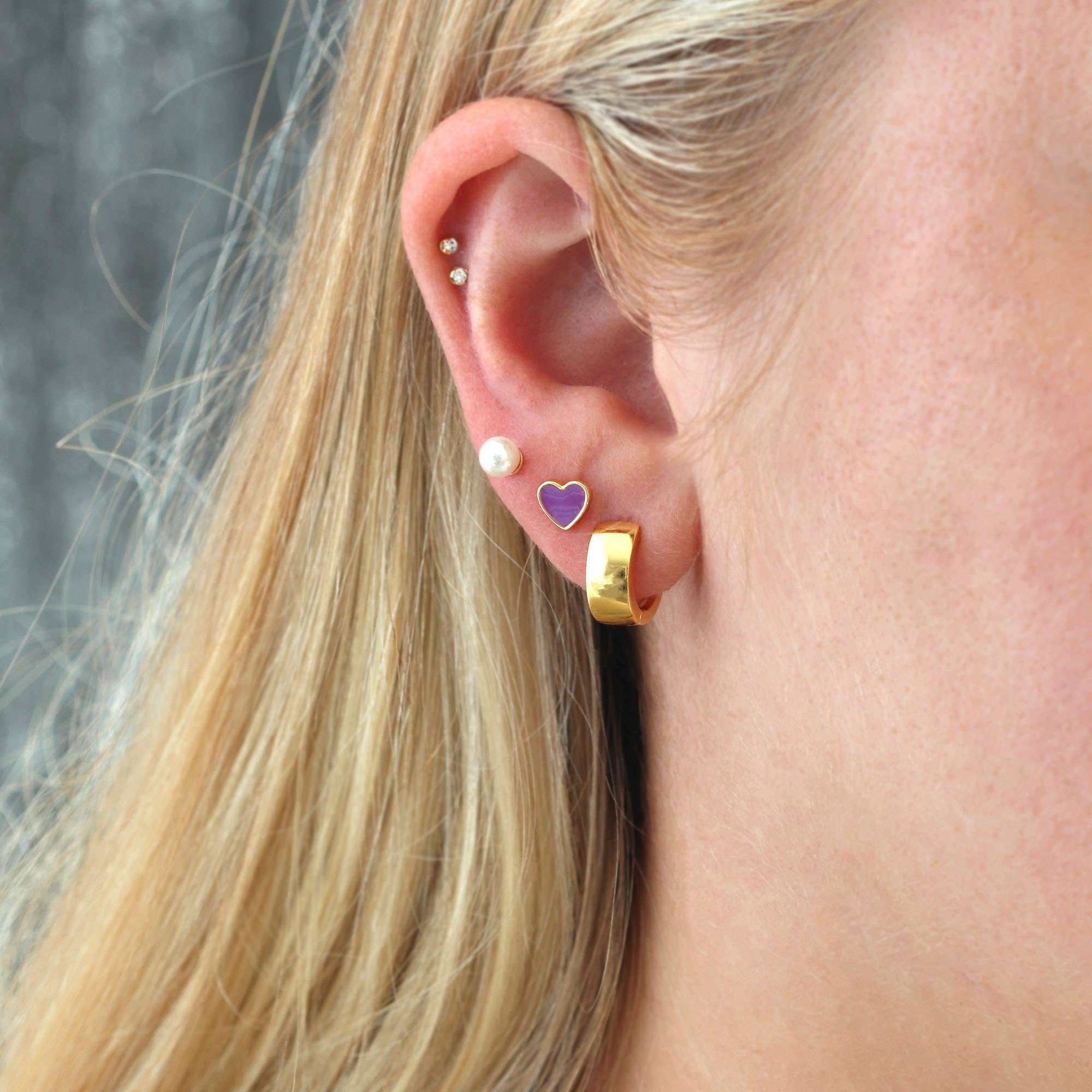 Wide Hinged Huggie Hoop Earrings - Box Turtle