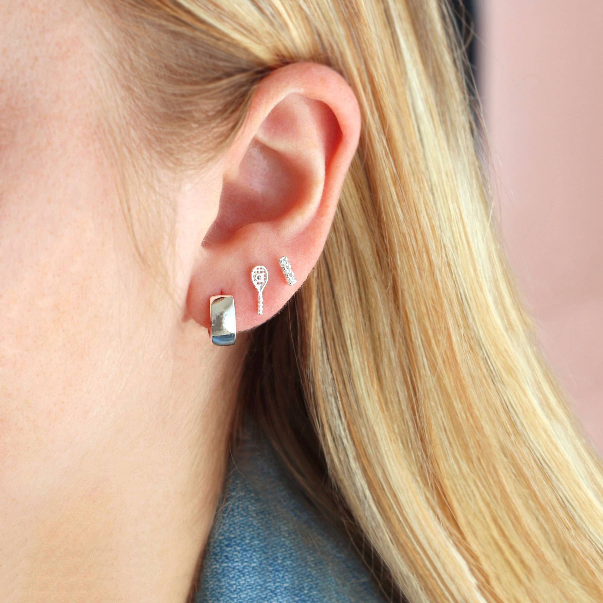 Wide Hinged Huggie Hoop Earrings - Box Turtle