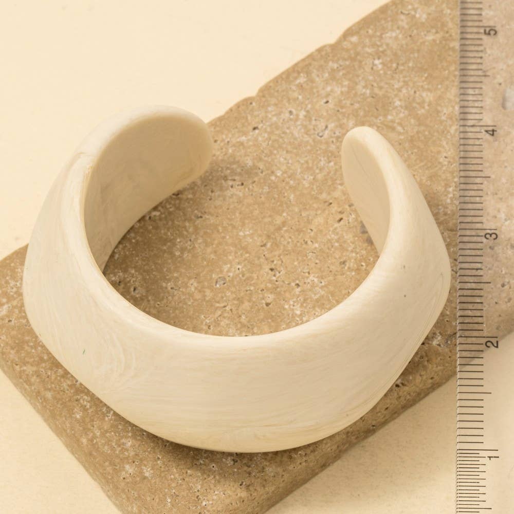 Wide Marble Resin Cuff Bracelet - Box Turtle