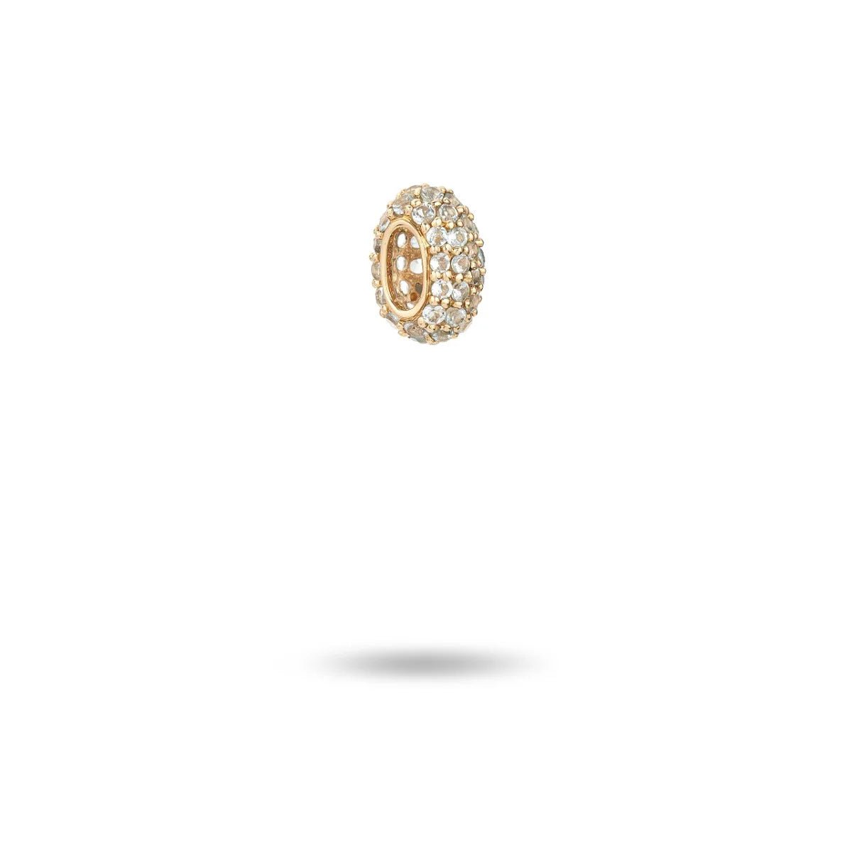 Wide Pavé Aquamarine Mini Bead - Box Turtle