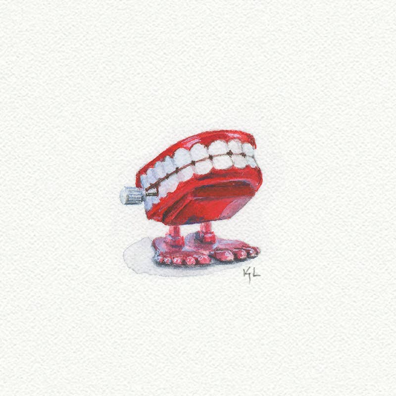 Wind - Up Teeth Miniature Watercolor Print - Box Turtle