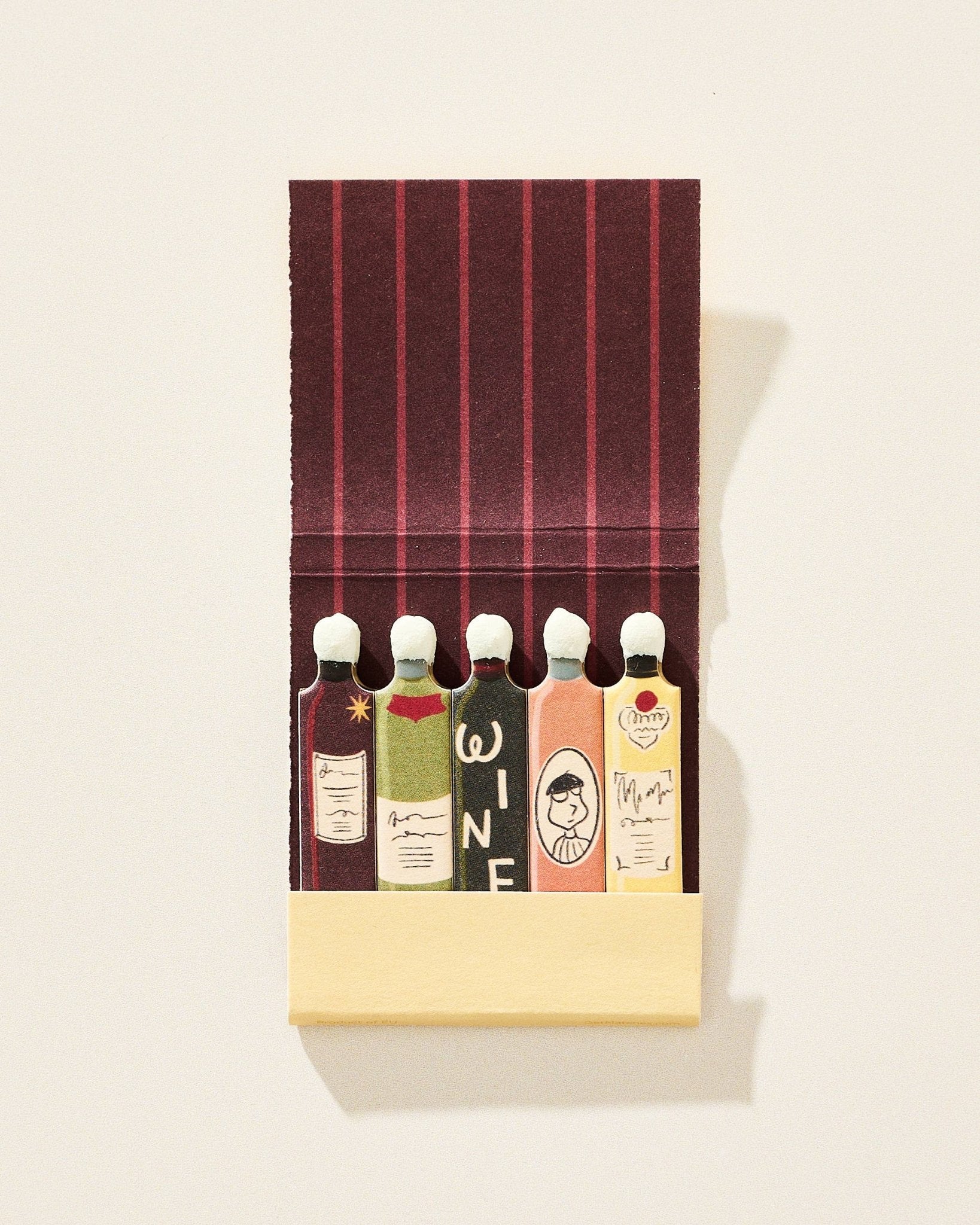 Wine Printed Stem Matchbook - Box Turtle