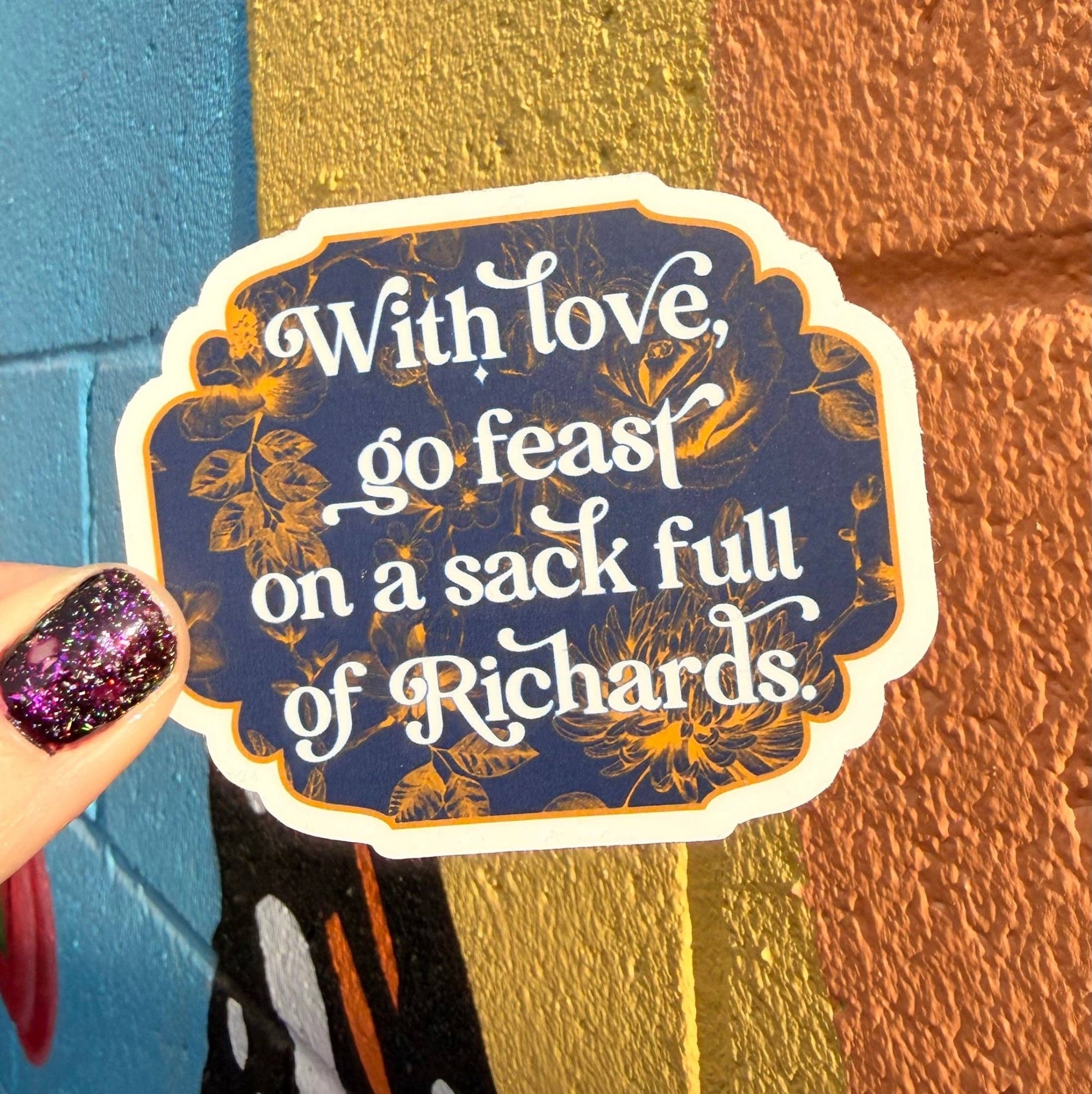 With Love, Go Feast On A Sack Full Of Richards Sticker - Box Turtle