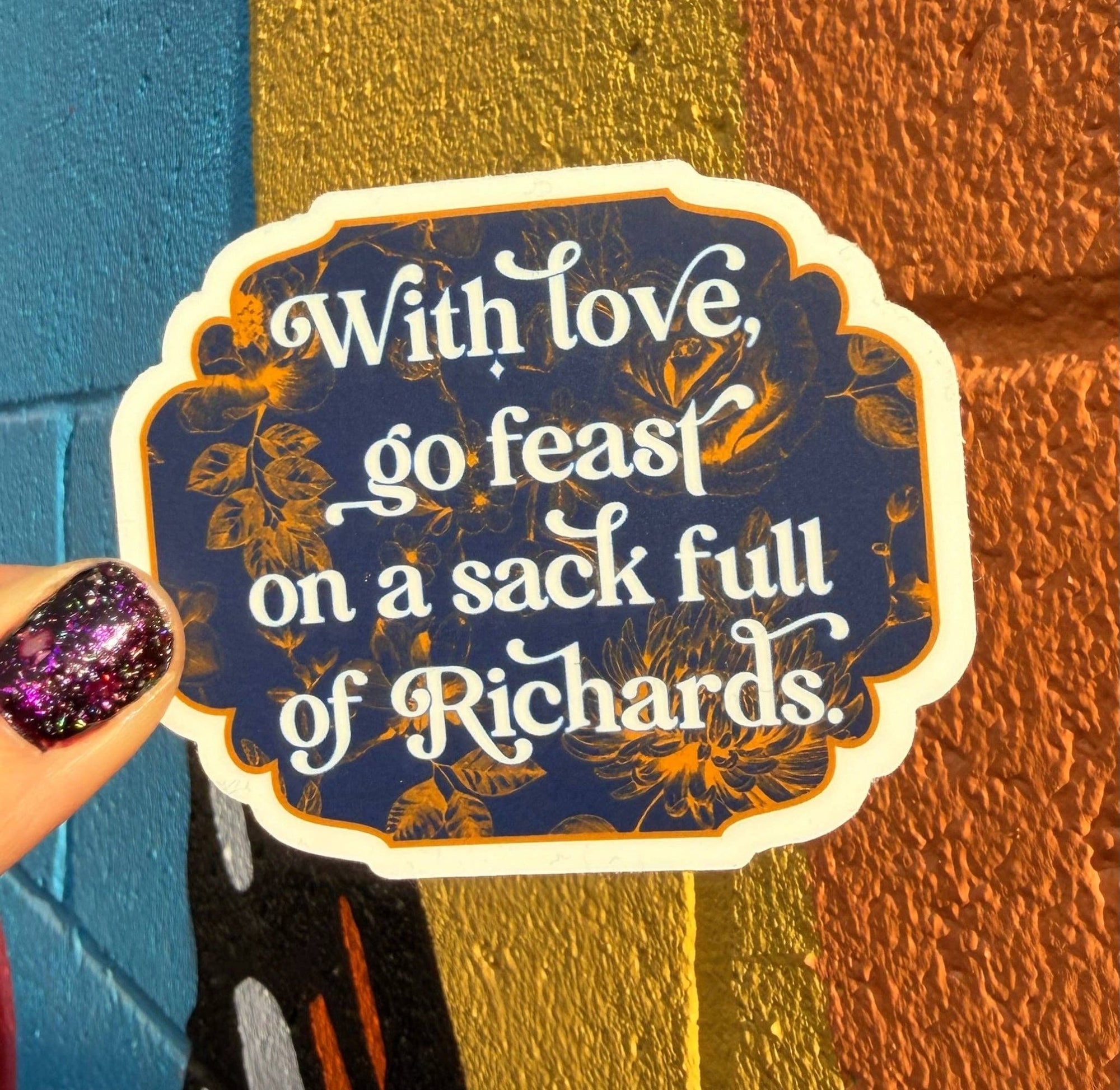 With Love, Go Feast On A Sack Full Of Richards Sticker - Box Turtle
