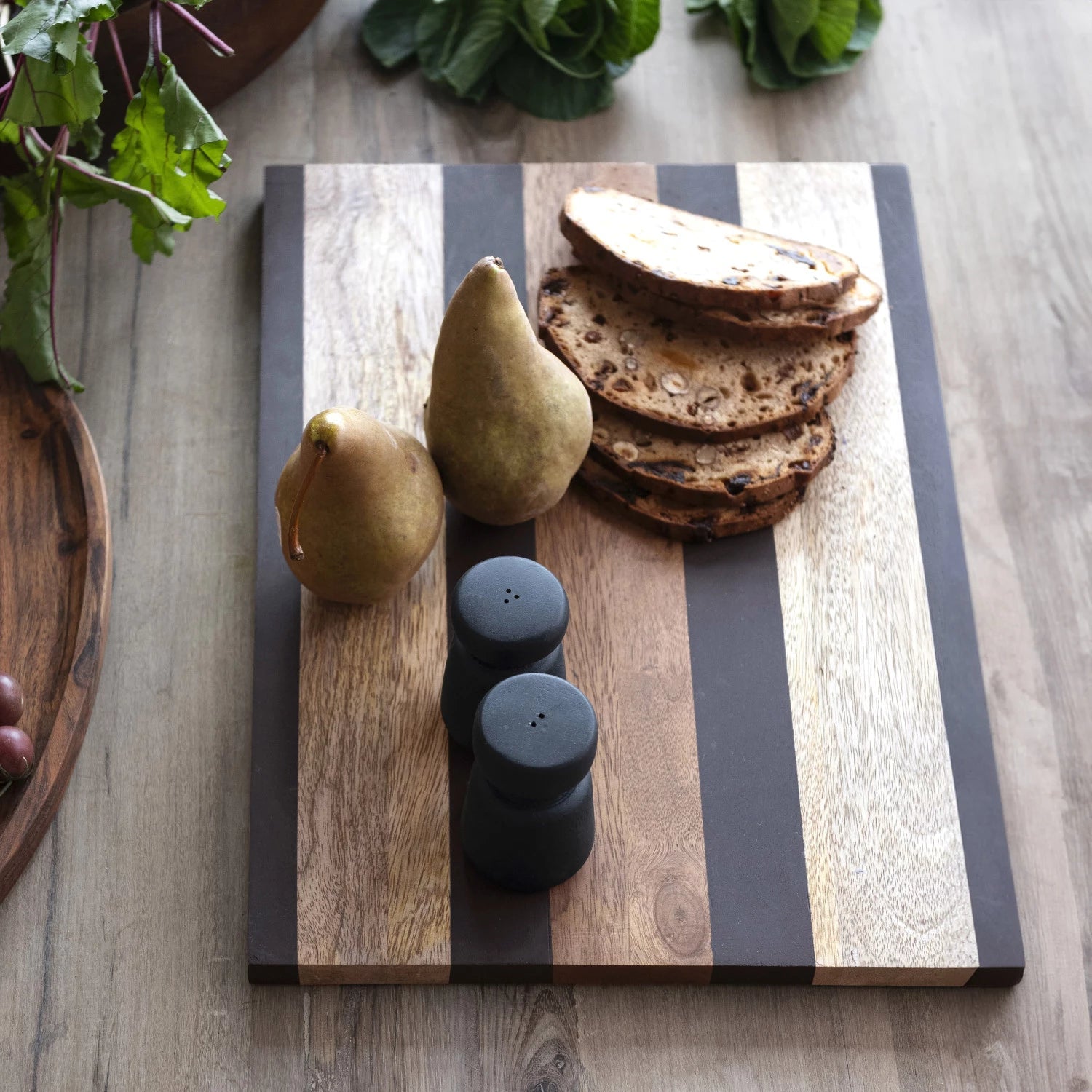 Wood & Black Stripe Serving Board - Box Turtle