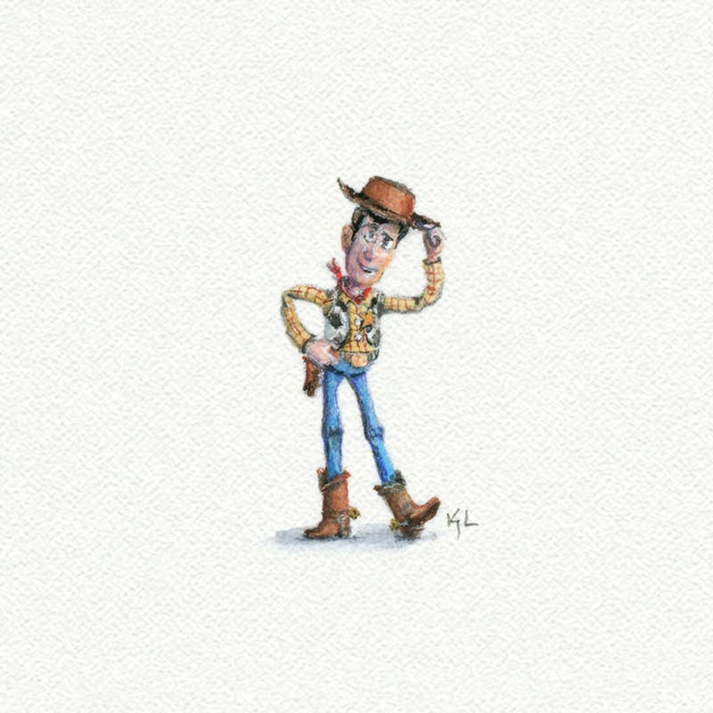 Woody Toy Story Miniature Watercolor Print - Box Turtle