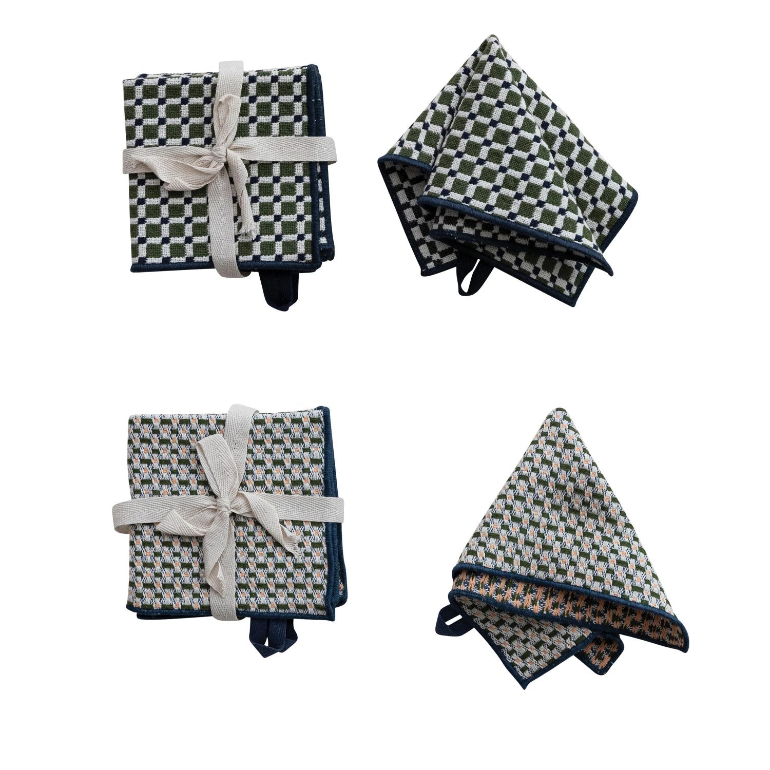 Woven Cotton Dish Cloths with Stitched Edge - Box Turtle