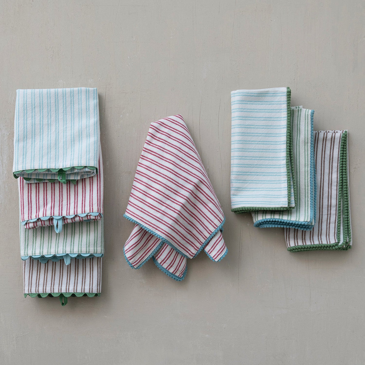 Woven Cotton Striped Tea Towel - Box Turtle
