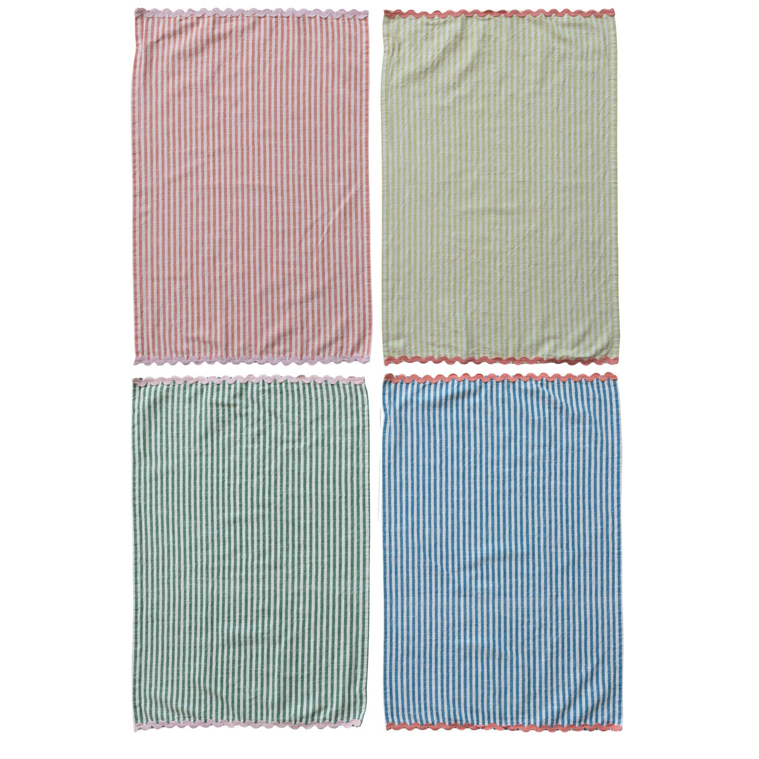 Woven Cotton Striped Tea Towel - Box Turtle