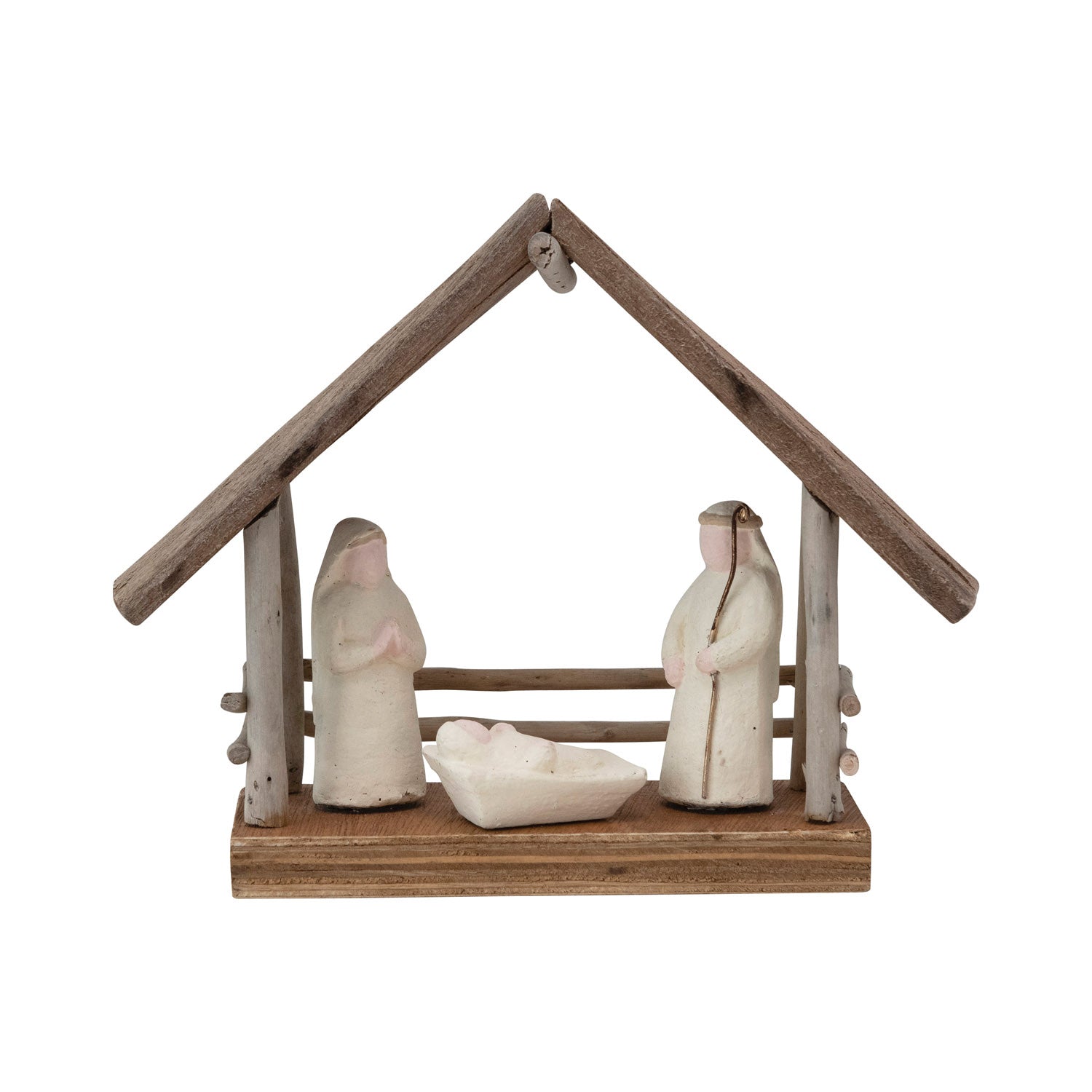 Handmade Driftwood &amp; Paper Mache Nativity