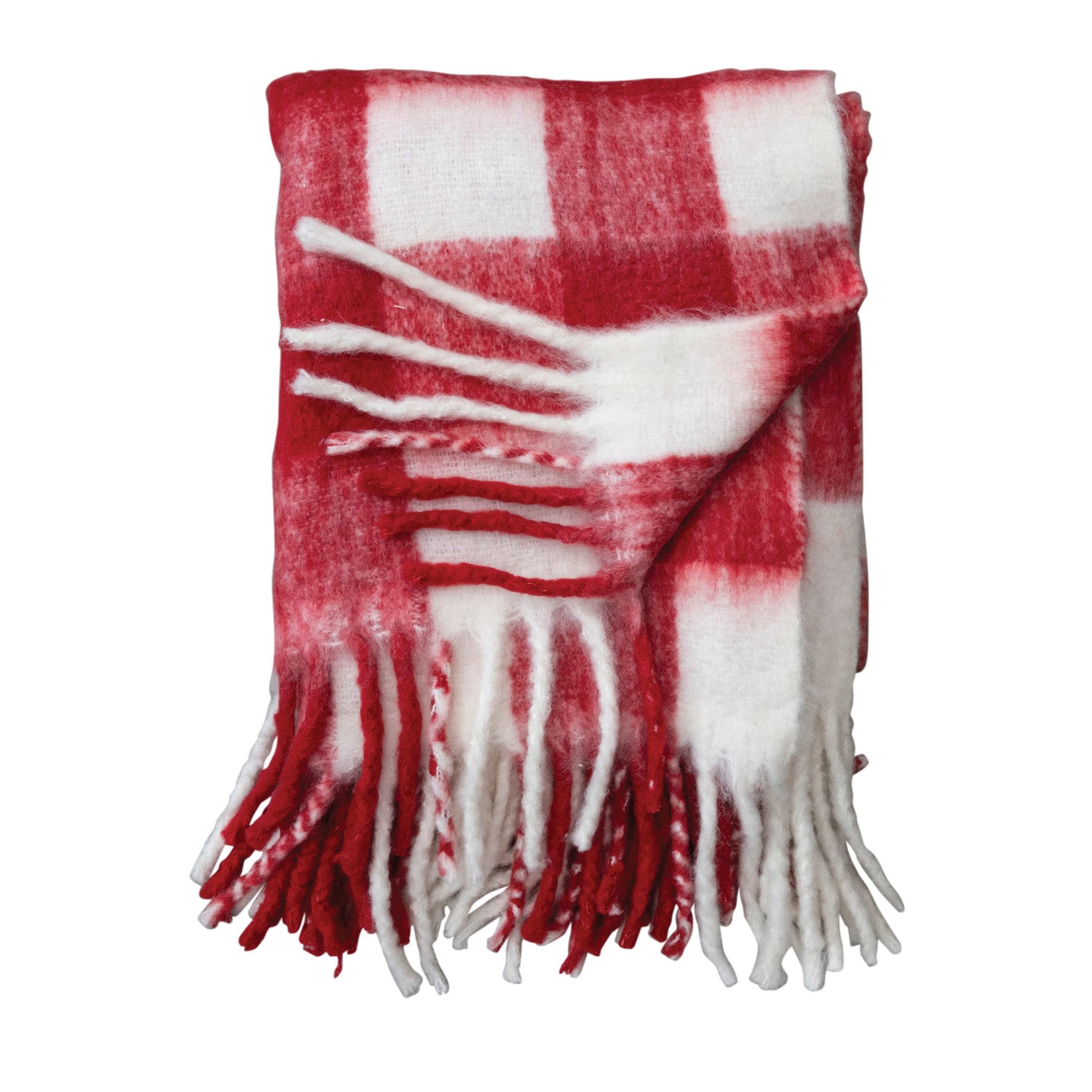 Red &amp; White Woven Acrylic Throw