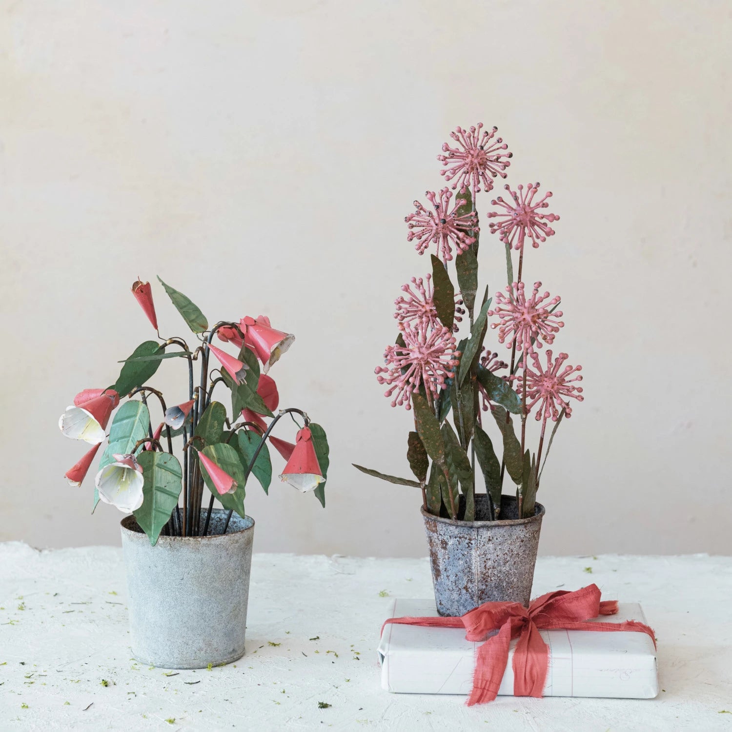 Painted Metal Flower Pot