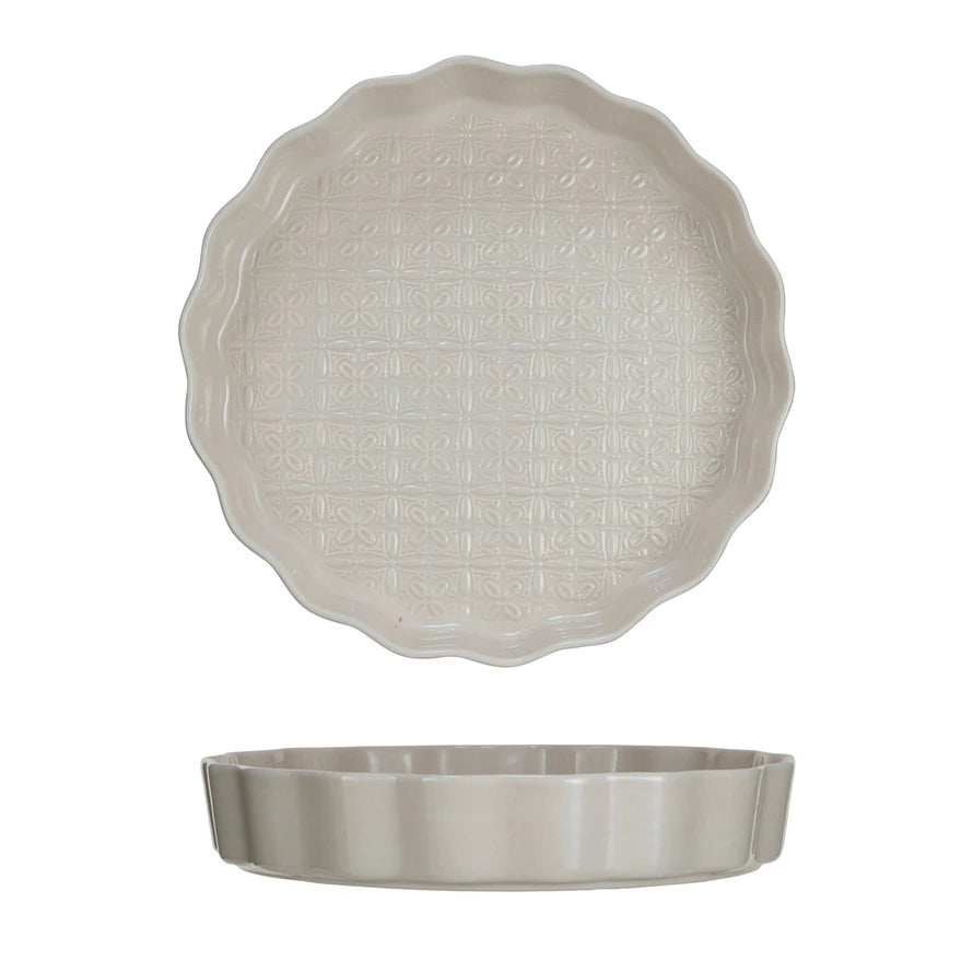 Cream Stoneware Pie Dish