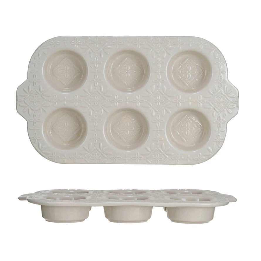 Cream Stoneware Muffin Pan