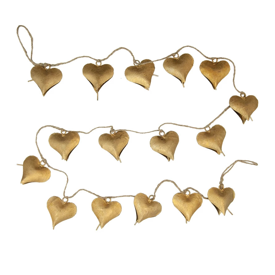 Gold Metal Heart Bell Garland