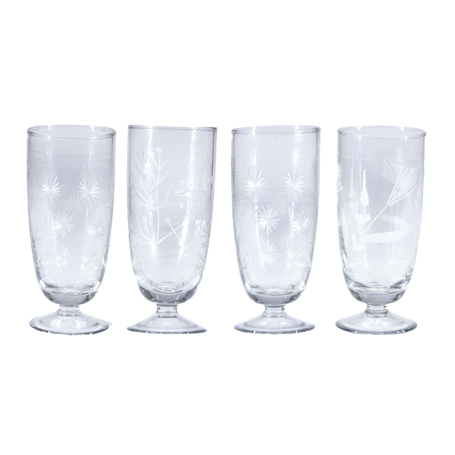 Etched Stemmed Drinking Glass
