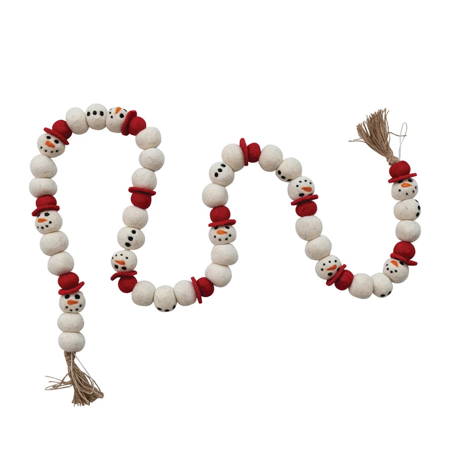 Wool Felt Snowman Garland