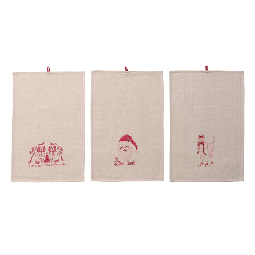 Holiday Saying & Image Tea Towel