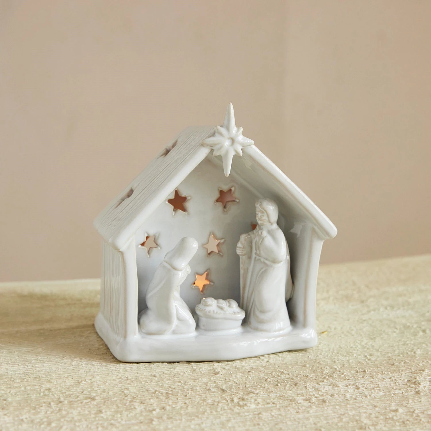 White Holy Family Tealight Holder