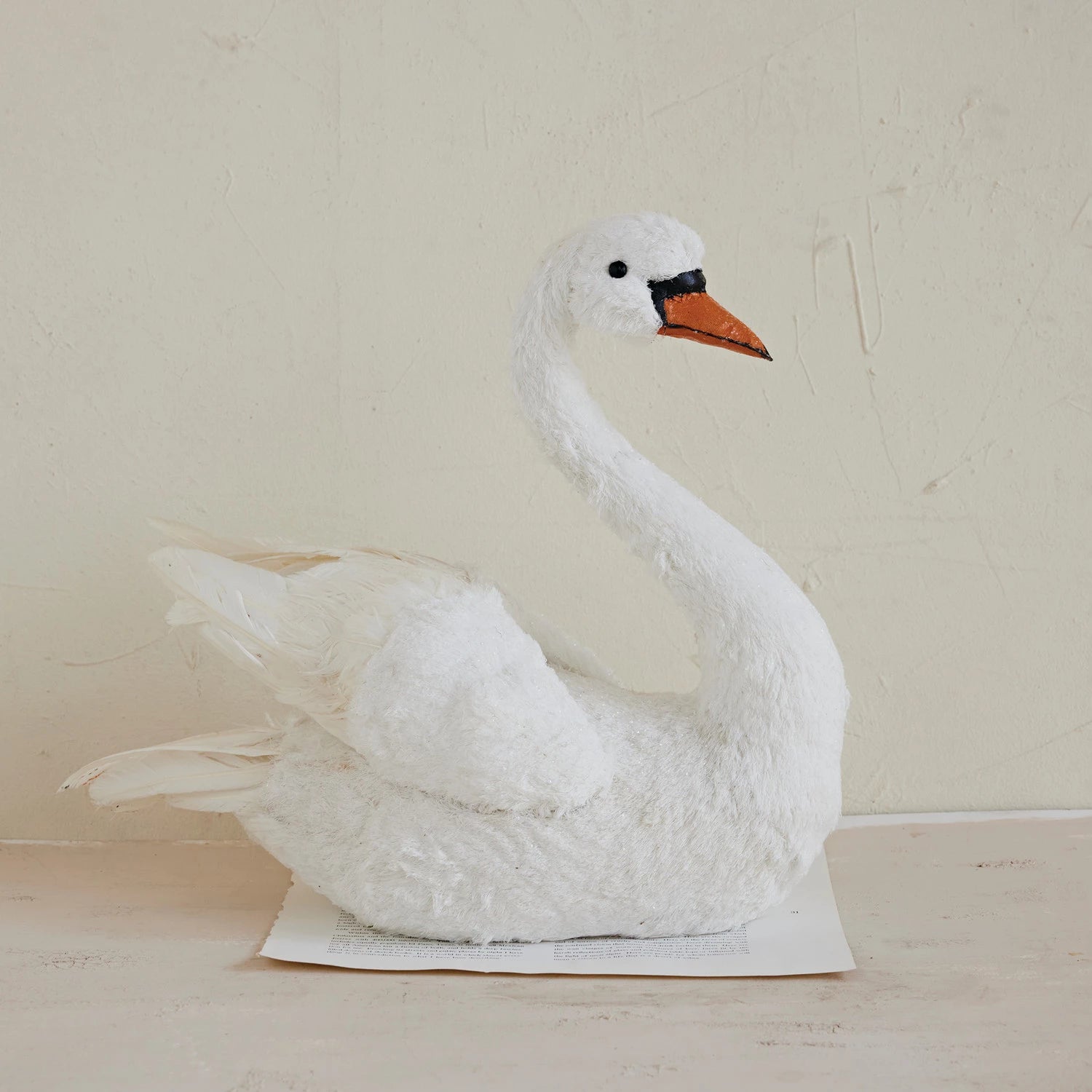 White Fabric, Foam, & Feather Swan