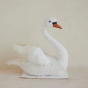 White Fabric, Foam, & Feather Swan
