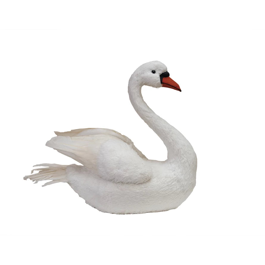 White Fabric, Foam, & Feather Swan