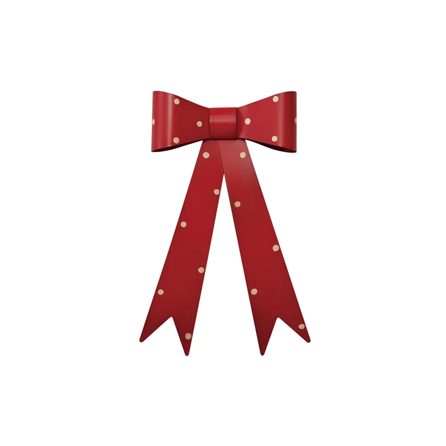 Red Polka Dot Metal Bow Wall Décor